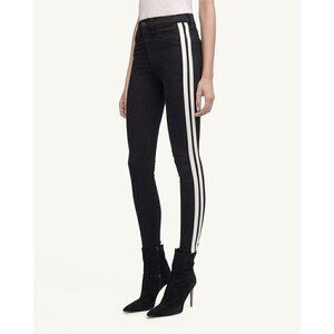 Rag & Bone Mito Black Skinny High Rise White Stripe Denim Jeans Women's Sz 25